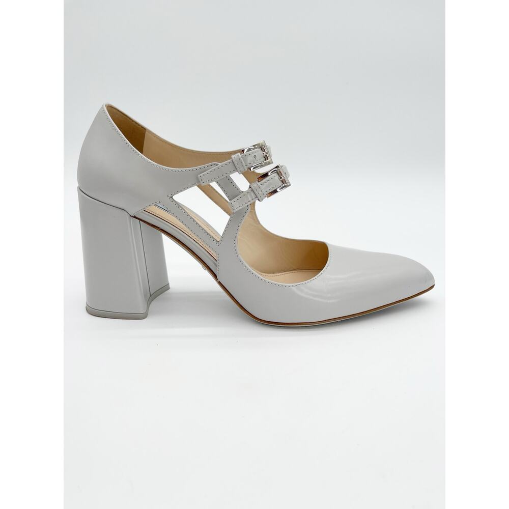 Prada Fall 2015 Runway Gray Brushed Leather Double Strap Mary Jane Heels IT 38.5 - Picture 4 of 13